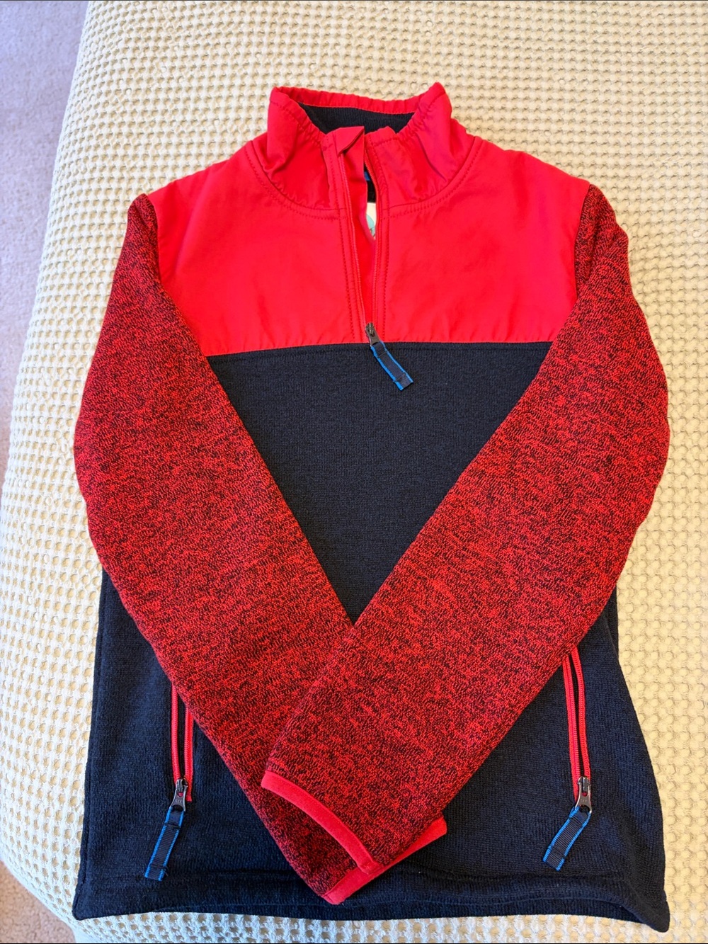 Boy’s Red and Navy Half-Zip Pullover